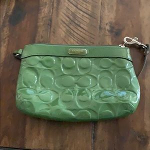 Coach green wristlet